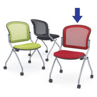 TOKIO メッシュネスティングチェア レッド 1箱（4脚入） 幅578mm ミーティングチェア キャスター付き 平行スタッキング