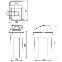 リス カラー分別ダスト 半透明タイプ 47L ゴミ箱 フタあり ライトグリーン 1個（45Lゴミ袋対応）分別 日本製 幅310×奥行420×高さ690mm