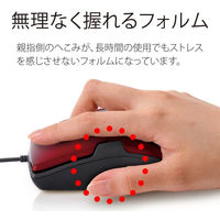 バッファロー 有線BlueLEDマウス 静音/3ボタン Mサイズ レッド BSMBU26SMRD 1個
