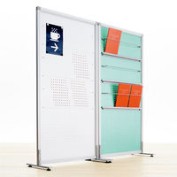 アール・エフ・ヤマカワ アルミフレームスクリーン パンフレットラック 掲示板 パンチングメタル ホワイト 幅816×高さ1541mm RFSCR-PWH 1台