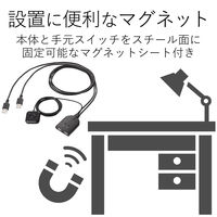 エレコム　ケーブル一体型キーボード・マウス用パソコン切替器　2台切替　KM-A22BBK　（直送品）