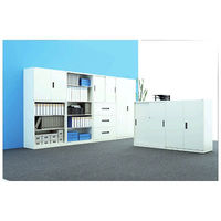 オカムラ スチール収納VILLAGE 両開き（シリンダー錠） 5段 本体（下置き） 幅900×奥行450×高さ1850mm ホワイト 1台（取寄品）