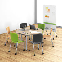 アール・エフ・ヤマカワ ラディーワークテーブル 平机 台形 ナチュラル 幅1400×奥行606×高さ700mm 1台 4本脚デスクミーティング 作業台