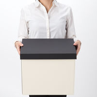 アスクル　ダンボール収納ボックス（組立式）　L　ホワイト　1セット（3個）　段ボール  オリジナル