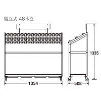 【車上渡し】テラモト　キーレス傘立　トレス（組立式）　48本立　UB-269-048-0　　［ダイヤル錠傘立て］（直送品）