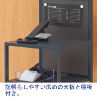 アスクル ビジネスフィット 電話受付台 幅405×奥行380×高さ1055mm プラチナシルバー 1台 オリジナル 電話台 無人受付 棚板 パネル付 オリジナル