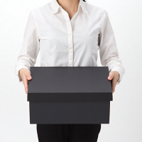 アスクル　ダンボール収納ボックス（組立式）　M　ダークグレー　段ボール  オリジナル