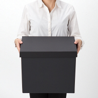 アスクル　ダンボール収納ボックス（組立式）　L　ダークグレー　段ボール  オリジナル