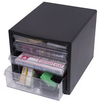 ナカバヤシ　仕切り対応レターケース　A4　浅型3段、深型1段　黒　A4E‐S4B