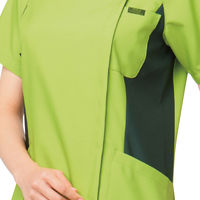 フォーク ジップアップスクラブ ライム×モスグリーン4L 7014SC-6-4L 1枚　スクラブ（直送品）