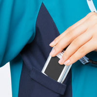 フォーク ジップアップスクラブターコイズ×ダークネイビー4L 7014SC-11-4L 1枚　スクラブ（直送品）