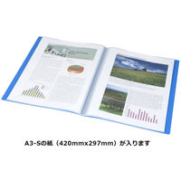 コクヨ　クリヤーブック（ウェーブカット・固定式）　A3タテ20ポケット　青　ブルー　ラ-T563B　1冊