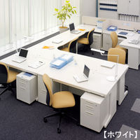 【組立設置込】プラス 組立式スチールOAデスクシステム 平机 引出し鍵付き ホワイト 幅1000×奥行700×高さ700mm 1台（取寄品）