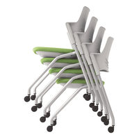 オカムラ VILLAGE VCC1ミーティングチェア グリーン 1箱（2脚入）スタッキング キャスター付き 幅560mm 座面高440mm