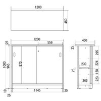 【組立設置込】アール・エフ・ヤマカワ 木製カウンター ハイカウンター書庫型 ホワイト 幅1200×奥行450×高さ1000mm 1台（2梱包）