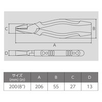 ビクター 電工強力ペンチエラストマG MCPHG-200 フジ矢