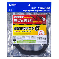 サンワサプライ カテゴリ6高屈曲フラットLANケーブル KB-FL6FA-05BK 1個