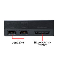 サンワサプライ タブレット用ハブ付カードリーダー USB-2HS202BK 1個（直送品）