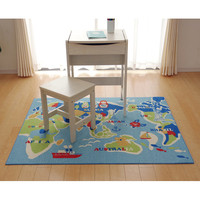 イケヒコ デスクカーペット 男の子 世界地図柄 『ワールド』 ブルー 110×133cm 1380000001732 1枚（直送品）