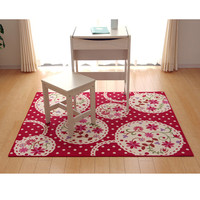 イケヒコ デスクカーペット 女の子 花柄 『パミュ ツー』 レッド 133×170cm 4719839 1枚（直送品）