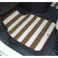 イケヒコ カーマット 助手席 ボーダー 『ロカ フロントマット』 ベージュ 約45×60cm 1個（直送品）