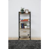 山善 YAMAZEN キャスター付リビングラック4段  幅420×奥行275×高さ1010mm オーク／ブラック 1台（直送品）