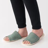 無印良品 ルームサンダル 前あき Ｌ ２５～２６．５ｃｍ用 生成×スモーキーグリーン 良品計画