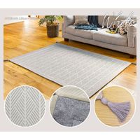 萩原 綿100％ 洗える インド綿ラグ クラック 1300×1850mm ホワイト 270061508 1枚（直送品）