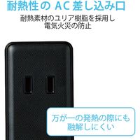 USBタップ 電源タップ 延長コード AC 2個口 USB A×4 1.5m ブラック ECT-0415BK エレコム 1個（直送品）