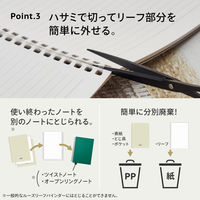 リヒトラブ ソフィーチェノート A6 オリーブ リーフ30枚 N3201-22 1セット(1冊×2)