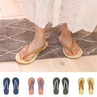 トモ・コーポレーション スリッパ コットンサンダル プレーン ボーダー 2サイズ ハンドメイド プレーングリーン(S) 423384 1個（直送品）