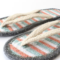 トモ・コーポレーション スリッパ コットンサンダル プレーン ボーダー 2サイズ ハンドメイド ボーダーピンク(L) 423397 1個（直送品）