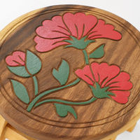 トモ・コーポレーション スツール 座面高25~26cm インディアンフラワー 天然木 433204 1個（直送品）