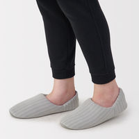 無印良品 綿フランネルかかとにフィットするルームシューズ Ｍ ２３．５～２５ｃｍ用 グレーストライプ 良品計画