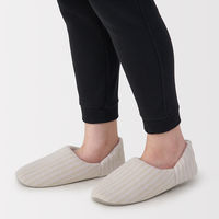 無印良品 綿フランネルかかとにフィットするルームシューズ Ｍ ２３．５～２５ｃｍ用 ベージュストライプ 良品計画