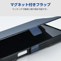 iPhone17 ケース レザー 手帳型 マグネット 衝撃吸収 ネイビー PM-A25APLFY3NV エレコム 1個（直送品）