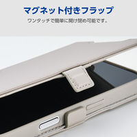 iPhone17 ケース レザー 手帳型 マグネット ハンドストラップ付 グレージュ PM-A25APLFY4GB エレコム 1個（直送品）