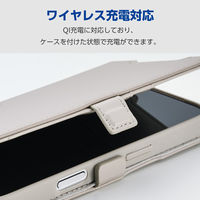 iPhone17 Pro ケース レザー 手帳型 ハンドストラップ付 グレージュ PM-A25CPLFY4GB エレコム 1個（直送品）