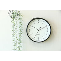 不二貿易 掛時計 ホーン 幅255×奥行43×高さ255mm ブラック 26331 1個（直送品）