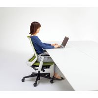 【組立設置込】内田洋行 ニンバス チェア ミドルバック 肘無 ハンガー付 ランバー付 ナイロンキャスター ディープブルー×白 1脚（直送品）