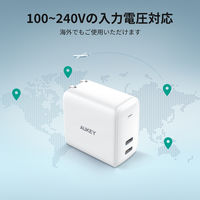 USB充電器 折りたたみ式 SwiftDuo40W PD対応 Type-C×2ポート ホワイト PA-R2S-WT 1個 AUKEY