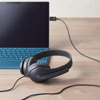 ヘッドセット こども用 両耳 USB接続 回転式マイクアーム ブラック HS-KD01UBK 1個 エレコム