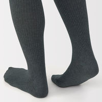 無印良品 レディース 婦人 足なり直角 かかとに合う リブ編みタイツ 婦人Ｌ チャコールグレー 良品計画