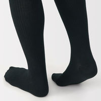 無印良品 レディース 婦人 足なり直角 かかとに合う リブ編みタイツ 婦人Ｌ 黒 良品計画