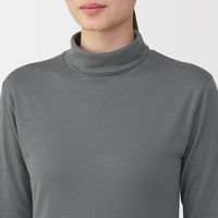 無印良品 レディース 婦人 あったか綿 厚手 タートルネック長袖Ｔシャツ 婦人Ｍ ミディアムグレー 良品計画