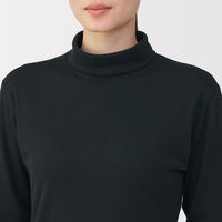 無印良品 レディース 婦人 あったか綿 厚手 タートルネック長袖Ｔシャツ 婦人Ｌ 黒 良品計画