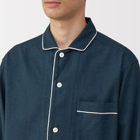 無印良品 メンズ 紳士 脇に縫い目のない フランネル長袖パジャマ 紳士ＸＬ ネイビー 良品計画