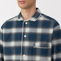 無印良品 メンズ 紳士 脇に縫い目のない フランネル長袖パジャマ 紳士Ｍ ダークネイビーチェック 良品計画