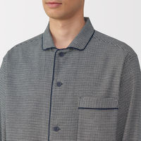 無印良品 メンズ 紳士 脇に縫い目のない フランネル長袖パジャマ 紳士Ｓ アイボリー柄 良品計画