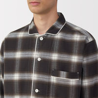 無印良品 メンズ 紳士 脇に縫い目のない フランネル長袖パジャマ 紳士Ｓ ブラウンチェック 良品計画